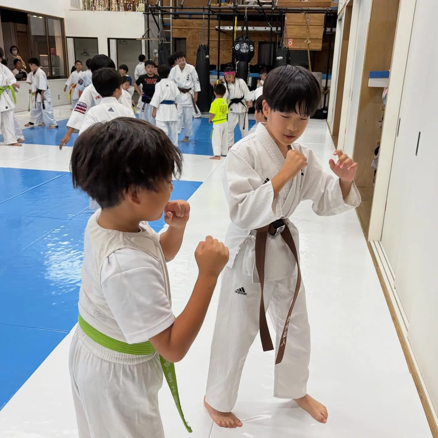 先輩がリーダーになってチームで形稽古。