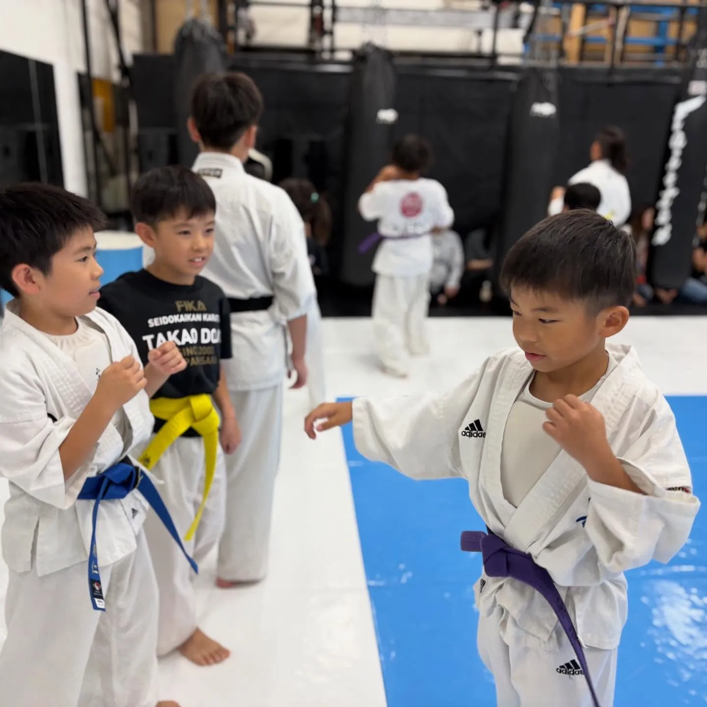 先輩がリーダーになってチームで形稽古。